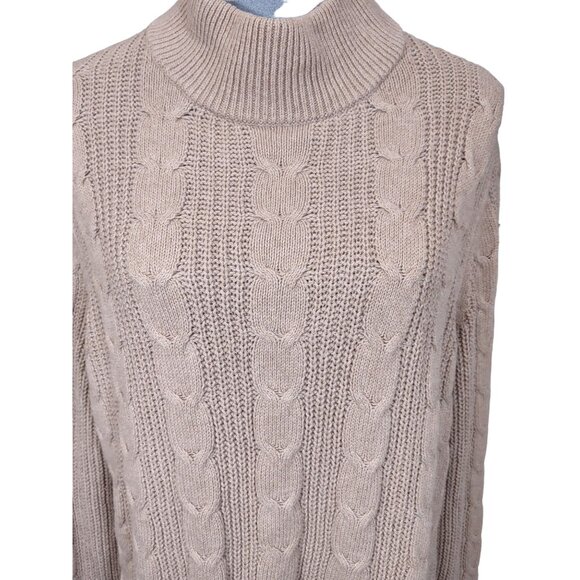 Banana Republic Sweater Womens Khaki Mock Neck Cable Knit Size Large - Picture 6 of 6